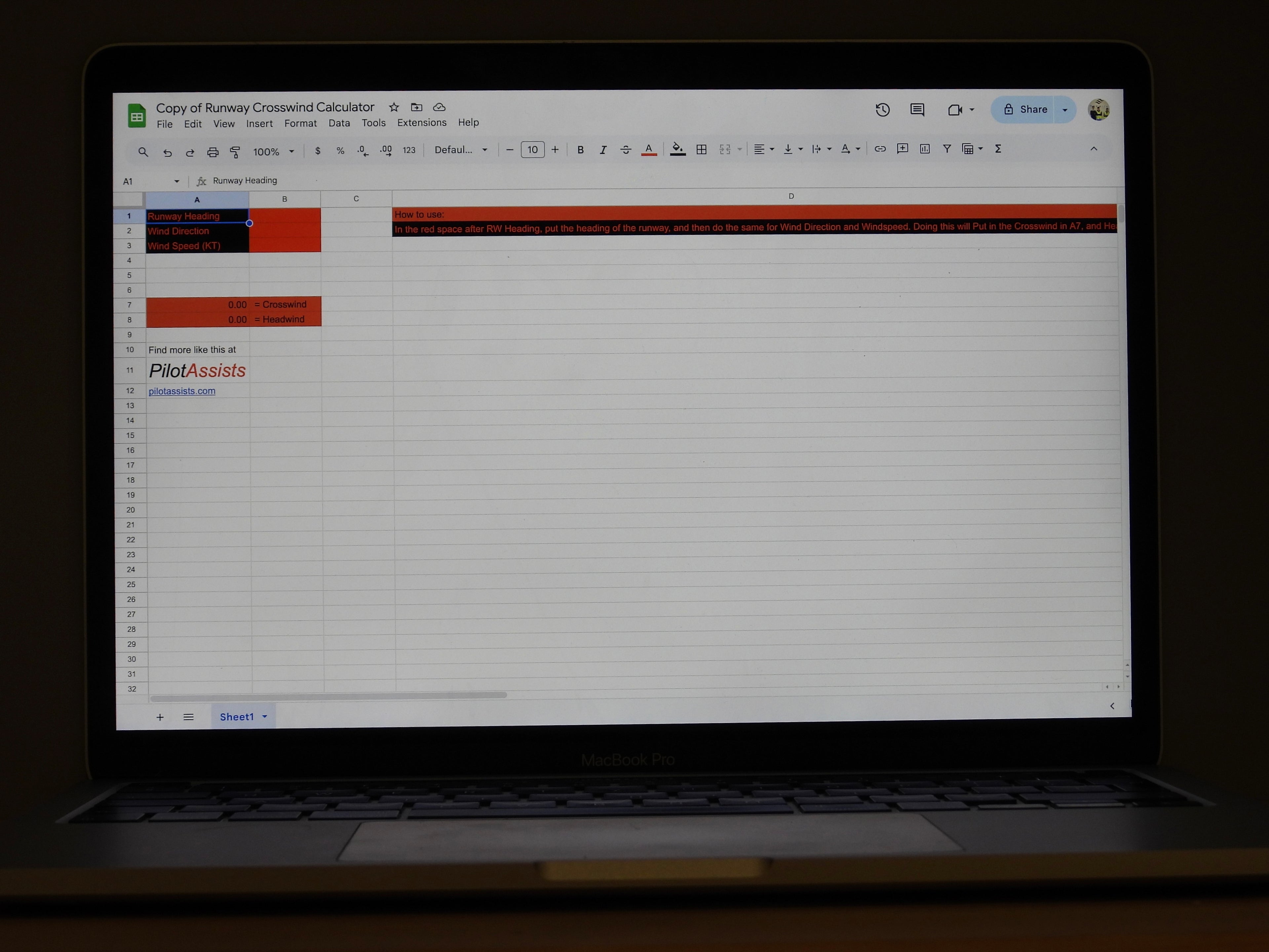 Runway Crosswind/Headwind Calculator.